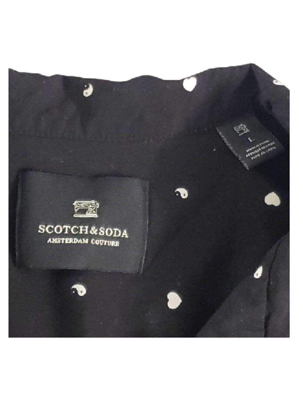 Scotch & Soda Men's Black Logo Print Short Sleeve Button Down Casual Shirt Large - Picture 5 of 6